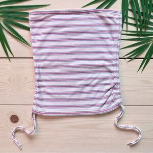 AMERICAN EAGLE Striped Tube Top – XS Juniors – Y2K Ruched Cinch Sides